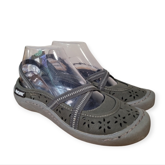 NEW Muk Luks Erin Dark Gray Sling Back Mary Jane Flats Size 6 - Picture 1 of 14